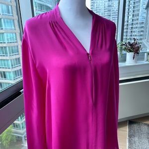 Elie Tahari Fuchsia Silk Long Sleeve Tunic in XL